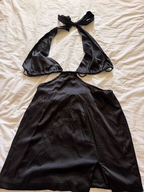 SHEIN Black Halter Mini Dress with Cutout